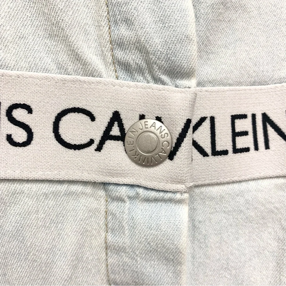 Calvin Klein Girls Chambray Denim Shirt Dress‎ Size M Logo Waistband Long Sleeve